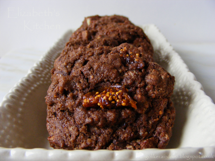 Double Chocolate & Fig Oatmeal Cookies | Elizabeth's Kitchen Diary