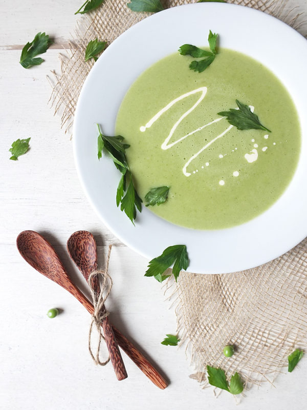 Pea, Potato & Lovage Soup - Elizabeth's Kitchen Diary