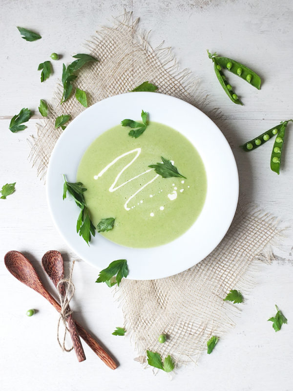 Pea, Potato & Lovage Soup - Elizabeth's Kitchen Diary