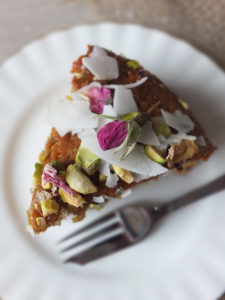 Pistachio & Coconut Cake with Rose Syrup