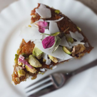 Pistachio & Coconut Cake with Rose Syrup