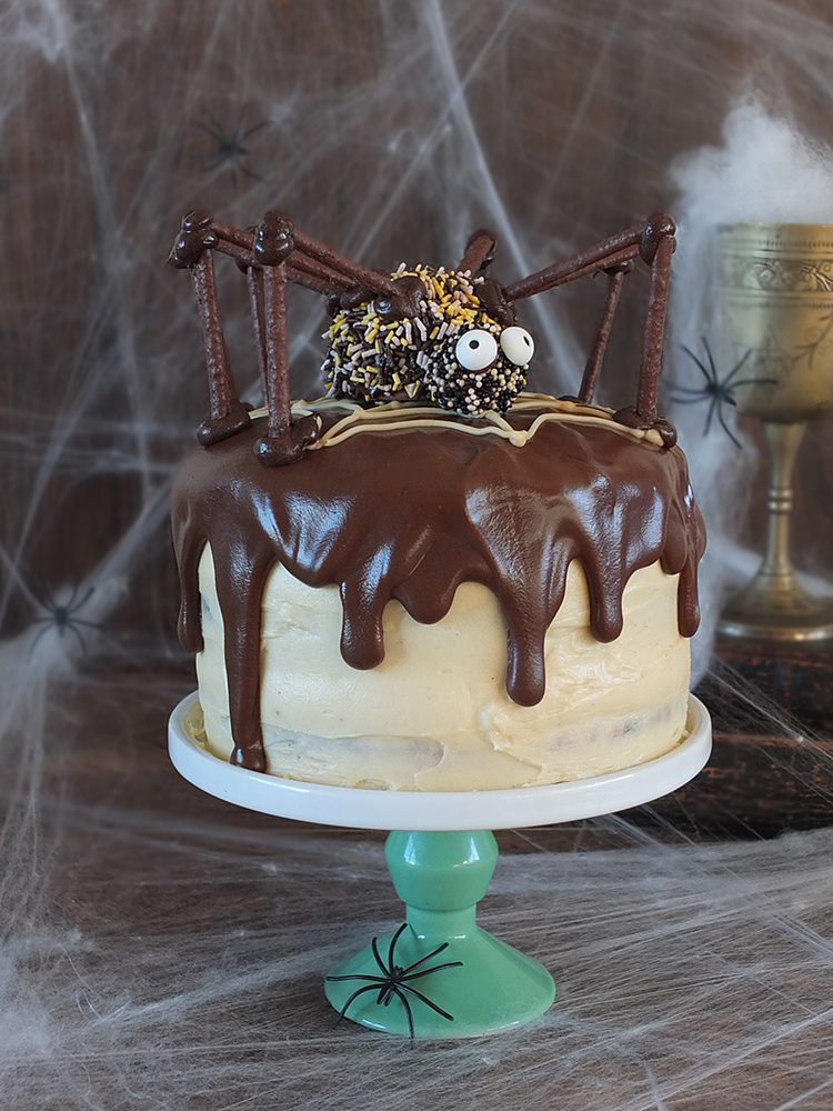 Chocolate Peanut Butter Swirl Halloween Cake | Elizabeth's Kitchen Diary