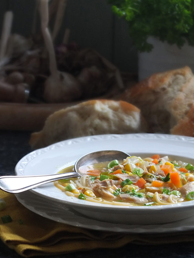 Leftover Roast Chicken Noodle Soup - Elizabeth's Kitchen Diary