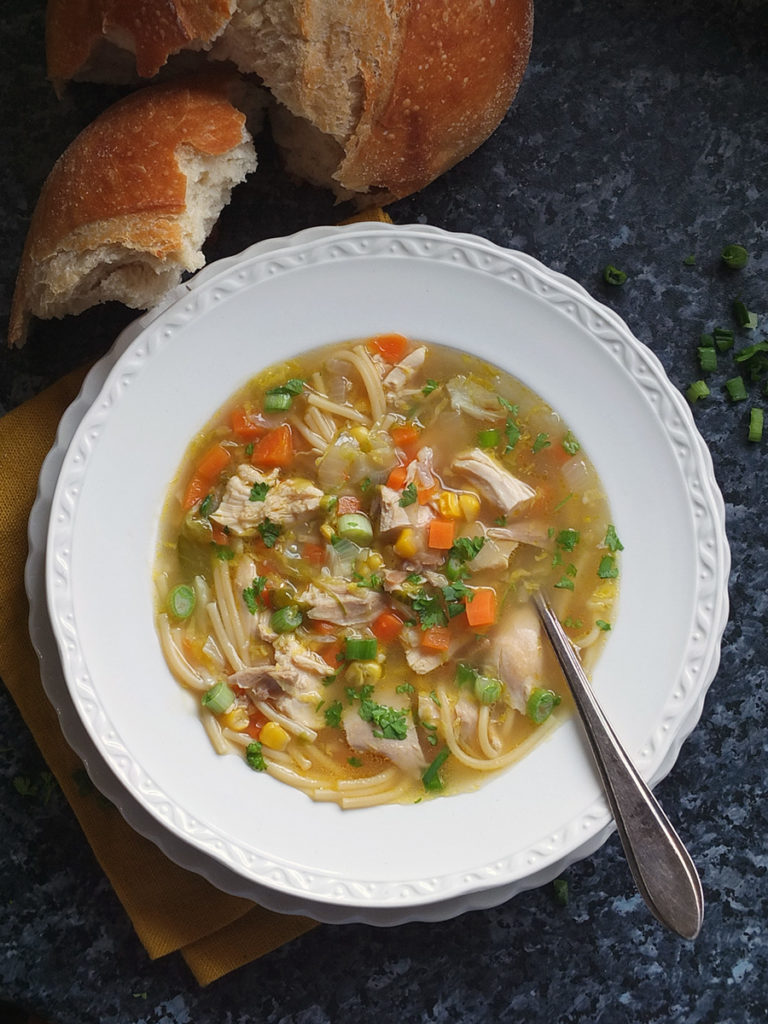 Leftover Roast Chicken Noodle Soup - Elizabeth's Kitchen Diary