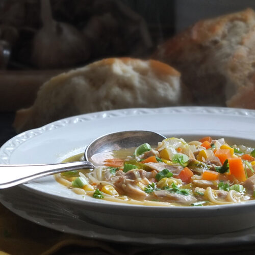 Leftover Roast Chicken Noodle Soup - Elizabeth's Kitchen Diary