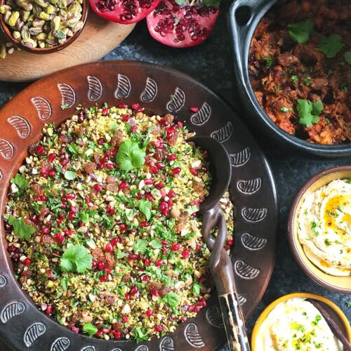 Jewelled Couscous Recipe With Puy Lentils And Pomegranate Elizabeth S Kitchen Diary