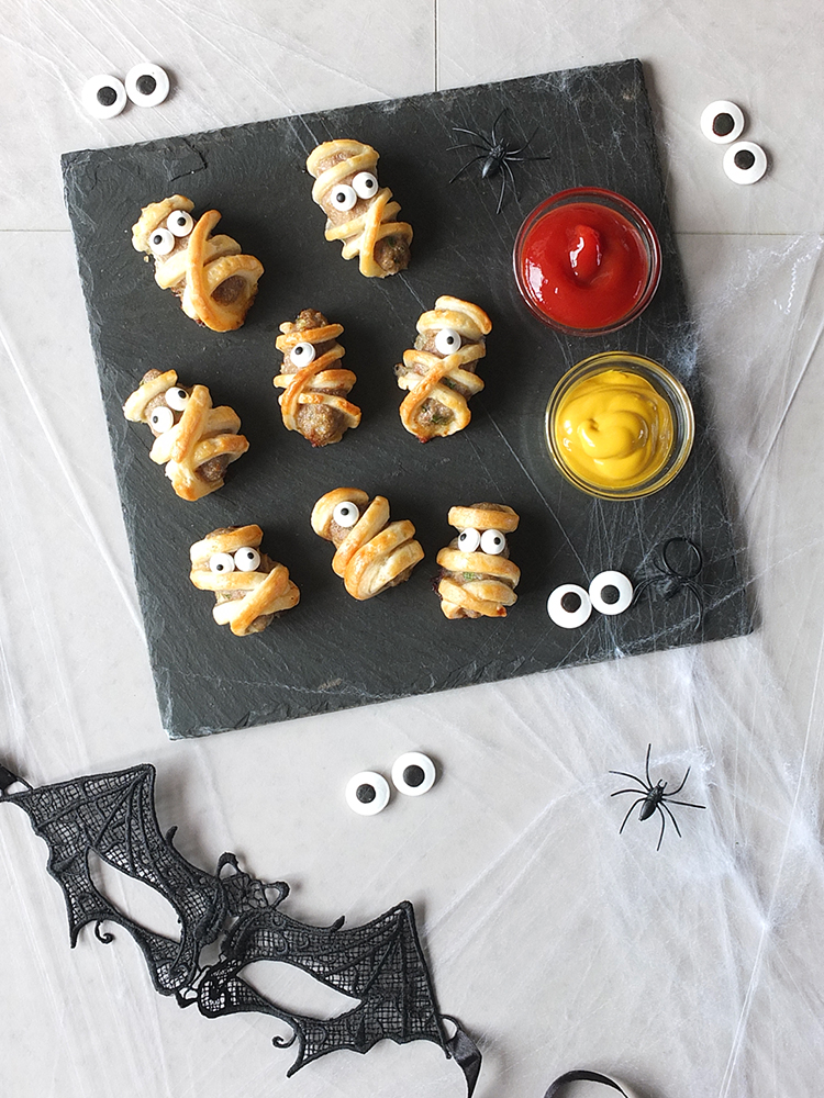 Spooky Halloween Sausage Roll Mummies with Lamb - Elizabeth's Kitchen Diary